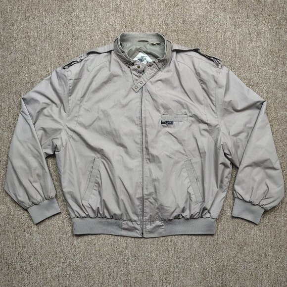 Vintage WORLD TRAVEL CLUB Racer Jacket Men's 2XL Gray Full Zip Lightweight Retro - Picture 1 of 12